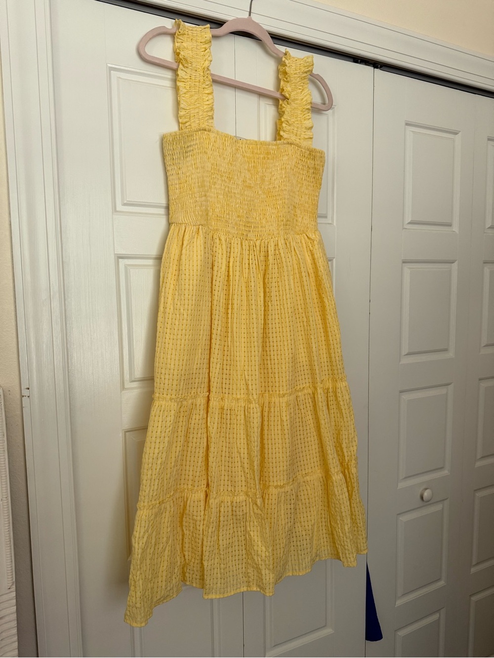 DAVI & DANI Yellow Smocked Tiered Sundress with Ruffle Straps
